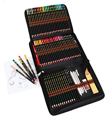 Buntstifte Malset Skizzierstifte Set Bleistifte für Skizzieren und Zeichnen Profi Art Set und Kit Bag 72 Stück,Set für Malbücher für Erwachsene oder Kinder