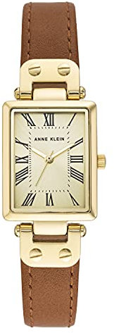 Anne Klein Women's Leather Strap Watch, AK/3752 Honey Brown/Gold