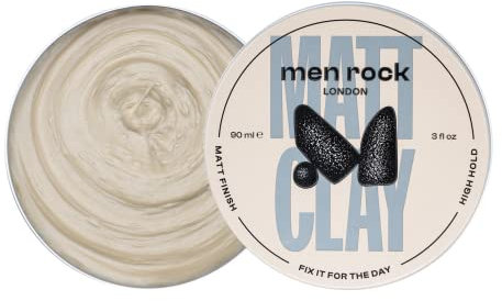 Men Rock Haar Clay 90ml - Starker Halt, Mattes Finish für volleres & dickeres Haar, Wasserbasierte Formel