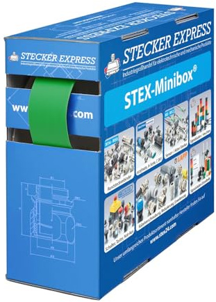 STEX24 Schrumpfschlauch 2:1, Minibox mit 4,8m, grün 16,0/8,0mm, 5/8 Zoll, WSB2 Schrumpftemperatur mind. 110°C, vollständig bei mind. 120°C - 1 Stück