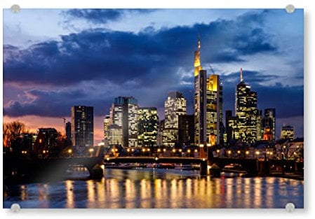 artboxONE Acrylglasbild 45x30 cm Architektur Sonnenuntergang Frankfurt - Bild Frankfurt Architektur beleuchtet