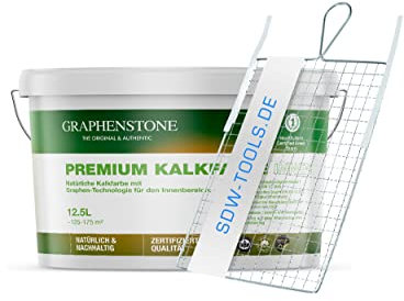 Graphenstone Premium Kalkfarbe Innen 12,5 Liter mit sdw-tools Rollsieb