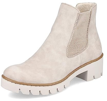 Rieker Damen Chelsea Boots X5772, Frauen Stiefeletten,Schlupfstiefel,flach,Stiefel,Bootee,Booties,halbstiefel,Kurzstiefel,beige (60),39 EU / 6 UK
