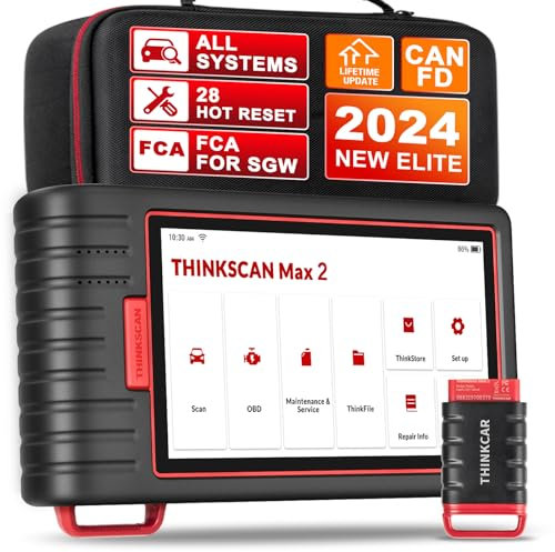 Thinkcar Escáner de diagnóstico automotriz Android 10.0 CC (DC) Thinkscan MAX 2, OBD2 Sistema Completo, 32G con AutoVIN y 28 Servicios, Actualización WiFi Gratuita