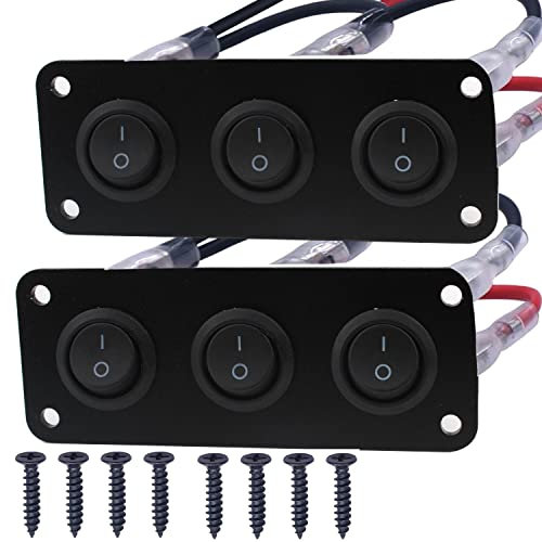 RUNCCI-YUN 2Pcs 12V pannello interruttore,Pulsante Interruttore Rotondo,12-24V 3 Gruppi Pannello interruttori a levetta,Pannello Interruttori a Bilanciere per Auto, Barca, Camion