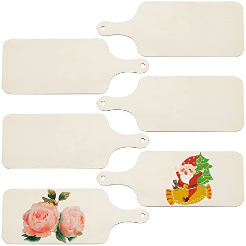 GORGECRAFT 6PCS Mini Planche à Découper en Bois avec Poignée Planche à Découper en Bois Non Fini Petites Planches de Service pour la Cuisine Légumes Fruits Fourniture