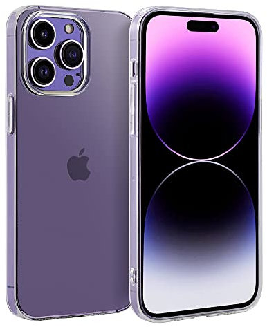 doupi UltraSlim AllClear Custodia per iPhone 14 PRO Max (6,7 Pollici), TPU Silikon Satinato fine Piuma Facile Mat Semi Trasparente Cover, Trasparente
