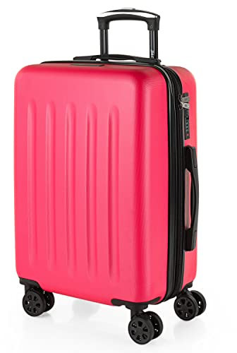 SKPAT - Valise Cabine 55x40x20 Rigide Légère à Roulette 4 Roues Pivotantes avec Cadenas à Combinaison Extensible. Bagage Cabine Idéal pour Voyager en Avion Petite Valise Compacte Compatible a, Fuchsia