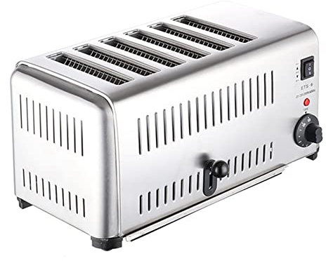 YXZN 6 Slice Commercial Toaster, 3240W Brushed Stainless Steel Toaster Extra Wide Slots Toaster Removable Crumb Tray for Various Bread Types