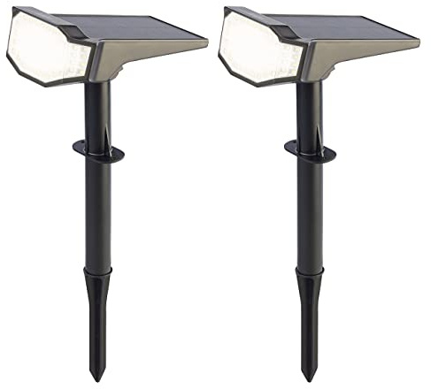 Luminea Solarstrahler Garten: 2er-Set High-Power-Solar-LED-Gartenspots, 650 lm, IP65, tageslichtweiß (Erdspiess Solar Spot, Terrassenbeleuchtung, Baum)