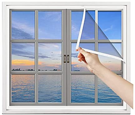 Fliegengitter Fenster 90x200cm(35.4x78.7in) Selbstklebendes Fliegengitter für Fenster Schutz vor Mücken Waschbares Netz Fliegengitter Fenster Hohe Transparenz Weiß