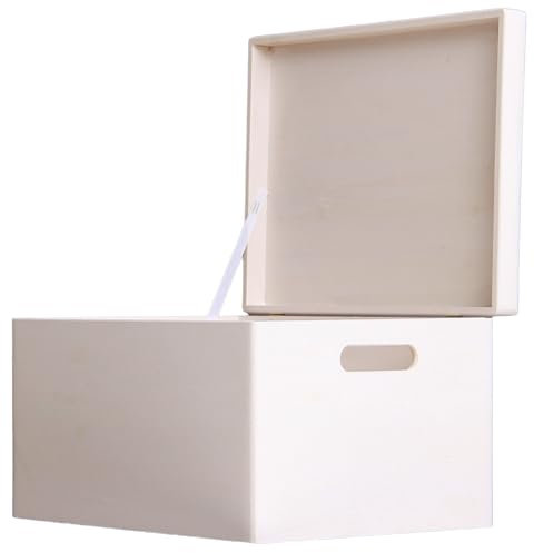 NOVECRAFTO Multi-Purpose Wooden Storage Box with Lid - 15.7 x 11.8 x 9 Inches (40 x30x23 cm) - White Wood Organizer for Toys, Memory Box, or Storage Chest Unit - Keep Your Things Organized