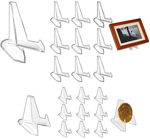 shockassist 20 Stück Acryl-Sammelkartenständer – Pokemon-Kartenhalter und Münzdisplay – transparent, langlebig und vielseitig – 2 Größen, Höhe 6,8 cm + Höhe 5,8 cm