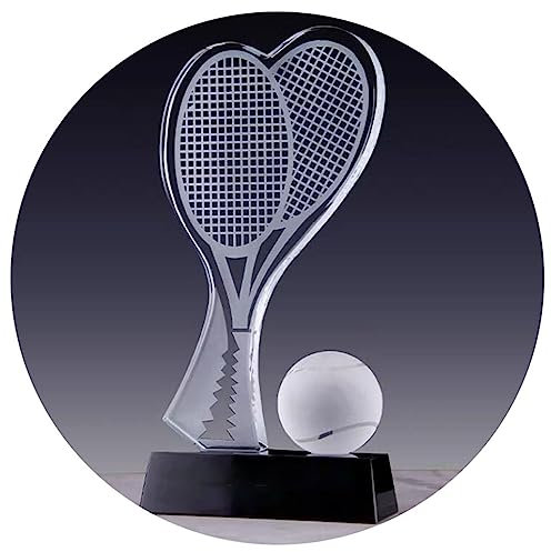 Pokale, Medaillen Auszeichnungen Tennis-Kristall-Trophäe Tennis-Liga-Award-Preis-Champion-Trophäe Sport-Tennisschläger-Souvenirgeschenke Schriftzug-Trophäe