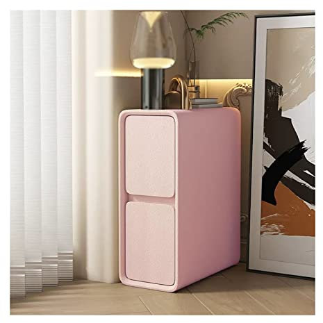 HASMI Table de Chevet Table de Chevet Moderne en Cuir Artificiel Rose avec 2 tiroirs, Gain de Place, Non assemblé Chevet de lit (Size : L35xD40xH50cm)
