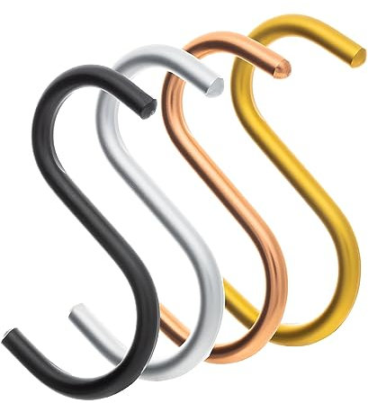 Kleidereisen S-Haken Küchenhaken - 5 Stück - Aluminium Haken - universell einsetzbar - wiederstandsfähig - Küchenhaken Garderobenhaken (Schwarz)