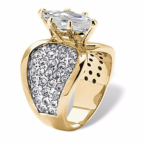 IQYU Glas Ringe Damen Verlobungs-Rundschliff-Zirkon-Frauen-Hochzeits-Ring-Schmuck-Ringe für Frauen-voller -Damen-Ring Extensions Ringe (Gold, 8)