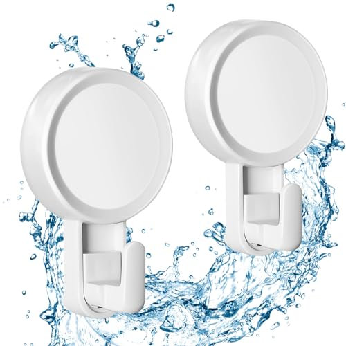 GlobaLink Gancho Ventosa Súper Fuerte 2 Piezas, Colgador Toalla Baño, 1S Instalación Rápida, No Poroso Colgador Ventosa Carga 5KG, Reutilizables, Ganchos Ventopara para Baño, Azulejos, Pared, Cocina