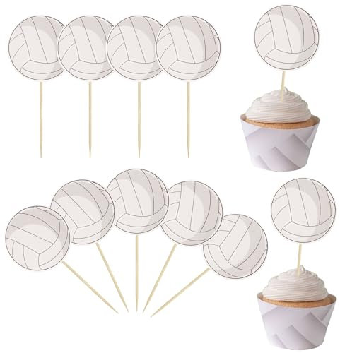 36 Stück Volleyball Cupcake Toppers Sport Bälle Cupcake Picks Volleyball Thema Geburtstag Party Baby Shower Sport Spiel Party Kuchen Dekorationen Supplies