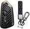 TECART Smart Autoschlüssel Hülle cover Passt für VW Golf 8 R ID.4 Atlas Multivan T7 Seat Leon MK4 Octavia A8 Enyaq PVC Schlüsselanhänger Keyless Go Schutz 3 Taste Kohlefaser B Schwarz