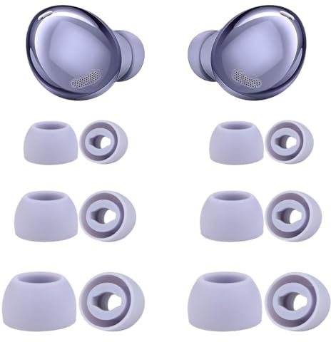 6 Pairs Phantom Violet Replacement Ear Tips for Galaxy Buds Pro, Non-Slip Silicone Earbuds Cap Compatible with Samsung Galaxy Buds Pro SM-R190 Noise-Reducing Earplugs with filter (S/M/L)