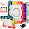 ROISKIN iPad Mini 6/7 Case - 8.3 inch, Shockproof Kids Cover with Pencil Holder, Rotating Stand & Shoulder Strap (Red)