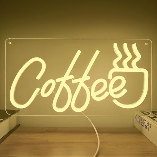 Coffee Neon Sign Coffee Led Sign Neon Coffee Sign Coffee Cup Neon Sign for Wall Decor Dimmable Light Up Sign for Coffee Shop Coffee Station Living Room Bistro Cafe Shop