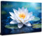 Kunstdruck auf Leinwand, Motiv: weißer Lotus, spirituelle Meditation, Bild für Badezimmer, Yoga-Raum, blaue Seerose, Blumenlandschaft, Poster, Gemälde, Zen, Spa, Fotokunst, Wohnzimmer, Schlafzimmer,