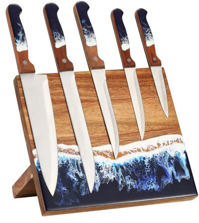 Magnetisch unbestückter Messerblock - Premium Messerhalter ohne Messer aus Akazienholz für sichere und ordentliche Messeraufbewahrung