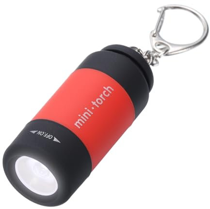PATIKIL Mini Keychain Flashlight, Pocket LED Flashlight Portable Torch USB Rechargeable for Outdoor Camping Party, Red