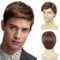 Salaibs Mens Brown Short Wigs Natural Side Part Synthetic Fibre Hair Wig for Daily Use