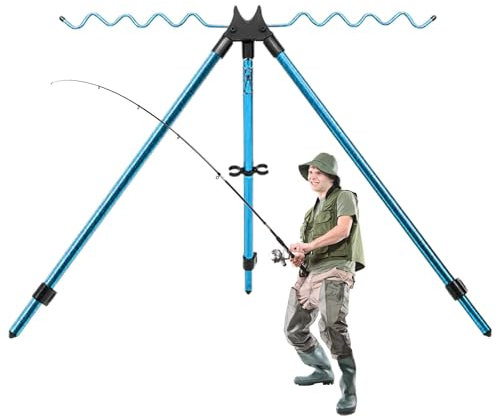 Porta canna da pesca, supporto di supporto a terra in lega di alluminio - Robusti portacanne da pesca | Supporti sicuri per canne da pesca Treppiede stabile per canne da pesca con struttura triangolar