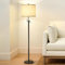Qingmiao Stehlampe Wohnzimmer Schwarz Modern Stehleuchte, 3 Farbtemperaturen und Höhe verstellbar, Stehlampe mit Stoff Lampenschirm, Standleuchte für Schlafzimmer,Büro