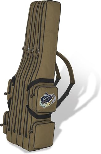 normani Rutentasche Angelrutentasche Rutenfutteral Aufbewahrungstasche 125 cm / 150 cm / 160 cm / 170 cm / 190 cm - Wasserabweisende Angeltasche Angelrucksack Farbe Coyote 4 Innenfächer Größe 160 cm