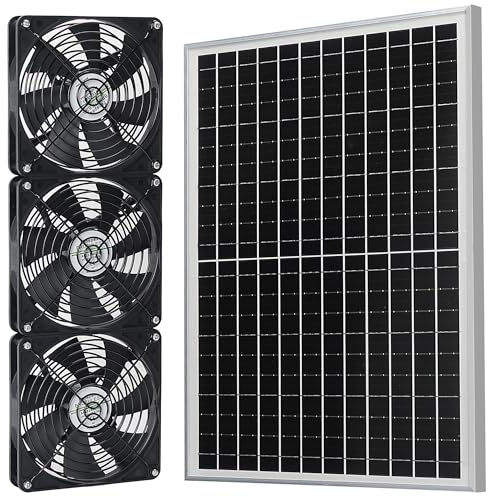 Fanspex Kit de double ventilateur solaire résistant aux intempéries de 14 cm pour serre extérieure, abri de jardin, abri de compagnie, refroidissement d'été ou ventilation d'air, installation à monter