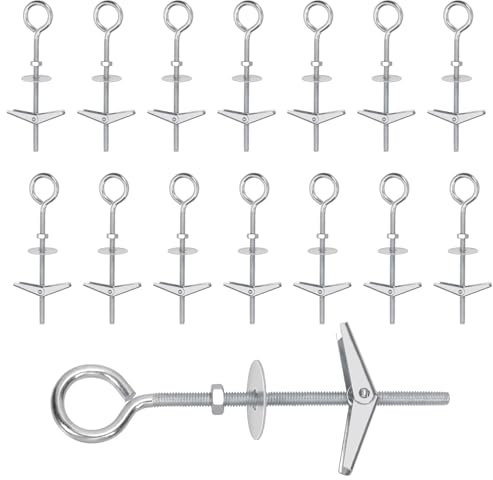Swpeet Set di 15 viti per occhi M4 × 75 mm, con dadi a testa svasata e dadi ad ala con dadi a strega, set di rondelle, kit per rondelle, Heavy Duty Farfalla