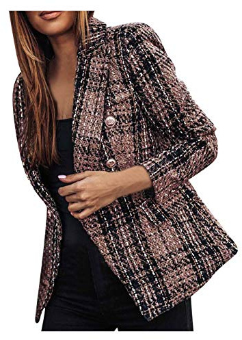 Generisch Damen Blazerrr Elegant Modern Frauen Karo Anzug Satin Jacke Formelle Strickjacke Taschen Arbeits Büro Anzug Mantel Monatsrechnung Anzeigen Für Mein Konto