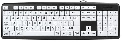 NINESHE Elderly Keyboard, Large Print Computer Keyboard, USB Wired Keyboard for Visually Impaired Low Individuals, Seniors, Students, Computer Beginners