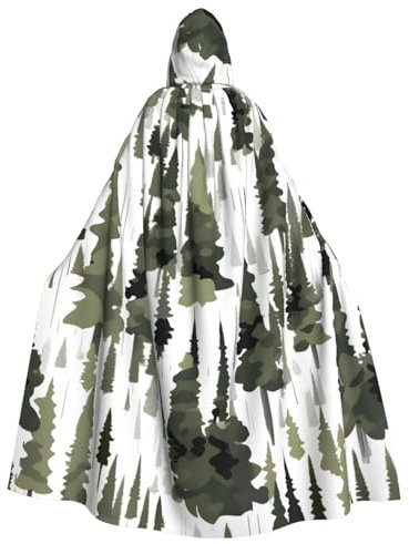 WAFICAC Weiße Bäume Camo Muster Druck Unisex Erwachsene Kapuzenumhang Zauberer Robe Männer Cosplay Cape Karneval Thema Party Dekor