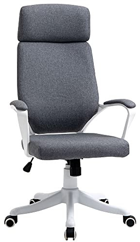Vinsetto Swivel Office Chair, High Back Desk Chair, Ergonomic Computer Chair with Headrest, Lumbar Back Support and Adjustable Height, Grey