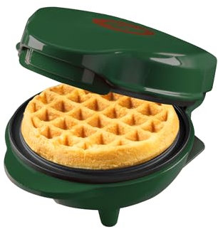 Bestron Mini-Waffeleisen, Waffeleisen in Christmas-Edition, Limitierte Ausgabe, Waffelmaker mit Antihaftbeschichtung, für Weihnachten, Partys oder als Geschenk, Waffelgröße 10cm, Farbe: Mattgrün