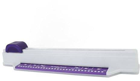 Perforadora A4 de 30 Agujeros, Perforadora Manual con 4 Lomos para Papel, Abrazadera Desmontable para Mantener el Papel Organizado, Perforadora Multiusos
