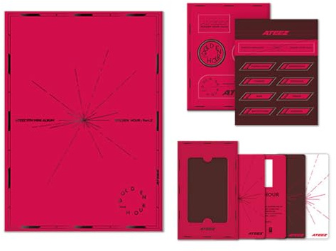ATEEZ - 11th Mini Album [GOLDEN HOUR : Part.2] (POCAALBUM - DIARY Ver.) Photo Stand + QR Card + Image Card + Photocard + Sticker + 2 Pin Badges + 4 Extra Photocards
