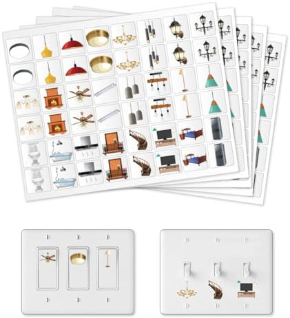GOMAKERER 240 Stück Lichtschalter Aufkleber, 24 Designs Bunte Schalter ID Aufkleber Schalttafel Label Aufkleber Für Hause Küche Badezimmer Büroschule 25x25mm