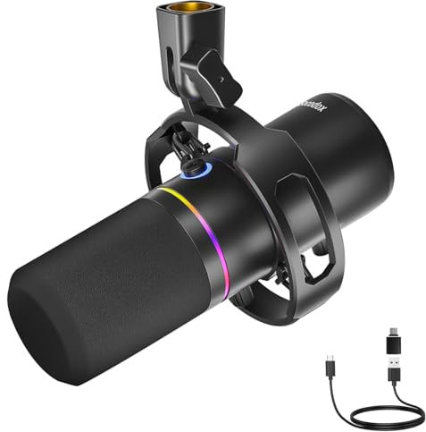 socodox XLR/USB Dynamic Microphone Kit, Podcast-Mikrofon mit Rauschunterdrückung, unabhängige Lautstärkeregelung Gaming-Mikrofon mit Boom Arm