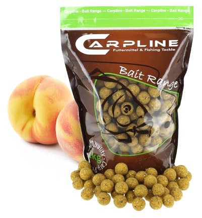 Carpline24 Boilies Peach Pfirsich 20 mm, 1 kg Beutel - Köder für das Karpfenangeln, Futterboilies zum Anfüttern von Karpfen, Angelfutter mit Lockstoff