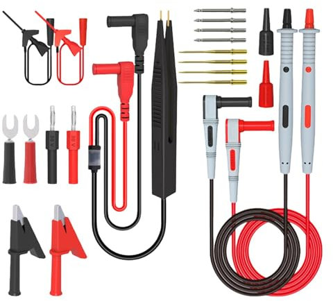 Rrlihjgu Multimetro - Kit di test di lead kit, multimetro - kit di sonda | 21 in 1 professionale a banana - tester per ago - test elettrico - multimetro - Alligator - clip per contatore di serraggio,