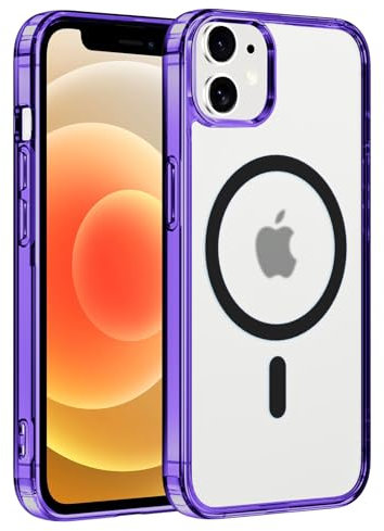 Coiwxmoi Cover Magnetica per Apple iPhone 12 mini 5.4,Compatibile con Magsafe,Sottile Traslucido Satinato Morbido Silicone TPU + Hard PC Custodia Antiurto Anti-Graffio Protettiva Cover,Viola
