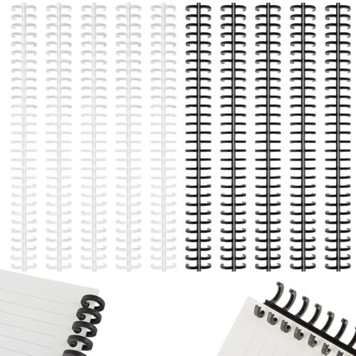 10 Stück Kunststoff-Bindekämme,Schwarz Weiß Spiralbindung,30 Schlaufen Teilung 10 mm Bindekämme,für Notizbuch Sammelalbum