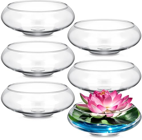 Baderke 6 Pcs Hydroponic Planter Lotus Flower Pot Planter Lotus Bowl Clear Glass Fish Bowl Vase for Planting Indoor Home Decor Water Lily Narcissus Planting Water Lily